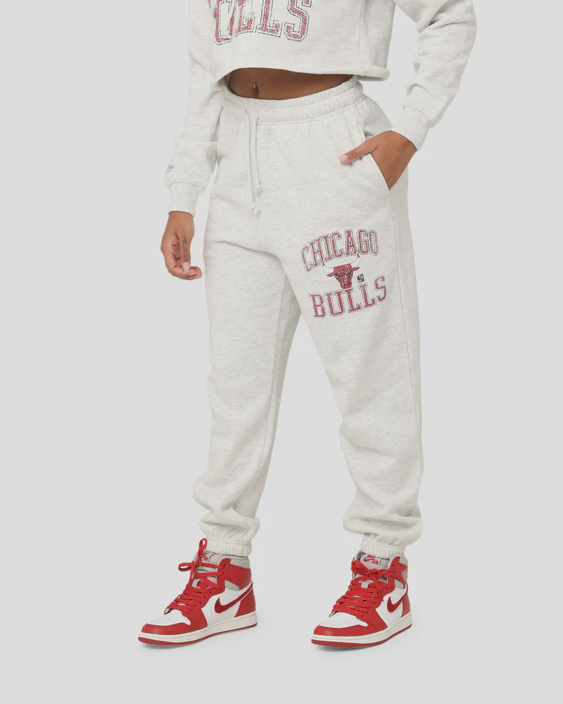 Mitchell & Ness Arch LOGO SweatPants Bulls White Marle MNCG1359