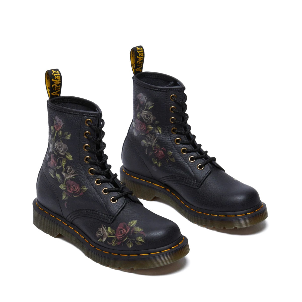 Dr Martens 1460 Black Decayed Roses Classic Tumbled Nappa