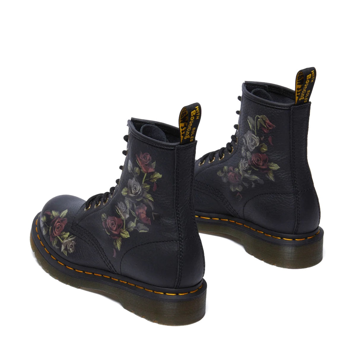 Dr Martens 1460 Black Decayed Roses Classic Tumbled Nappa