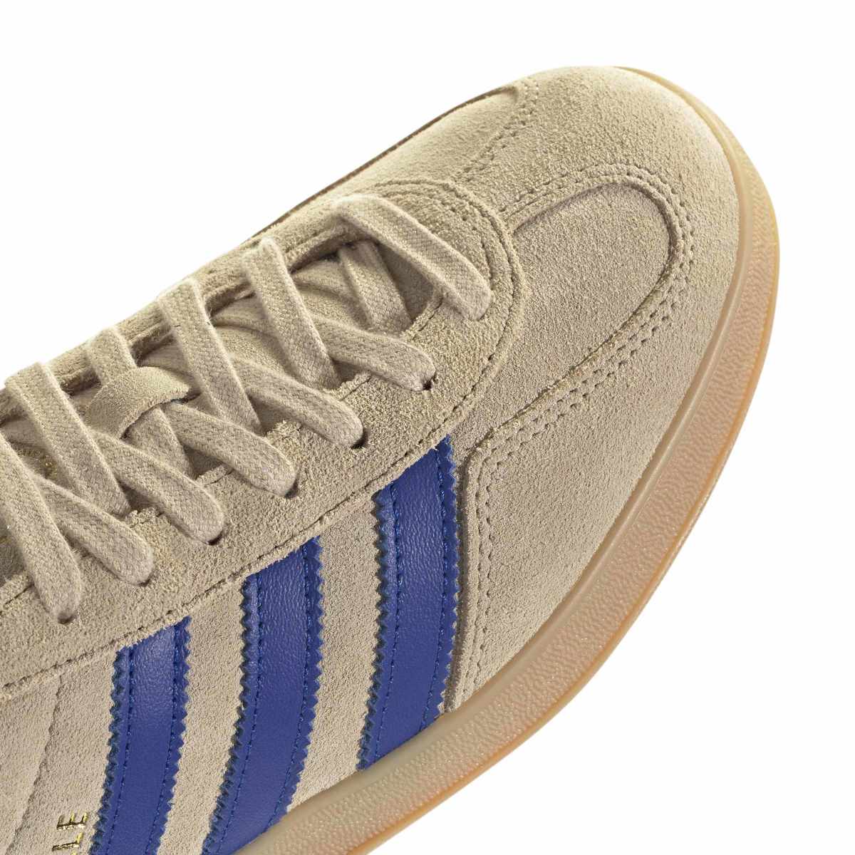 Adidas Gazelle Beige Blue Stripes Gum Sole