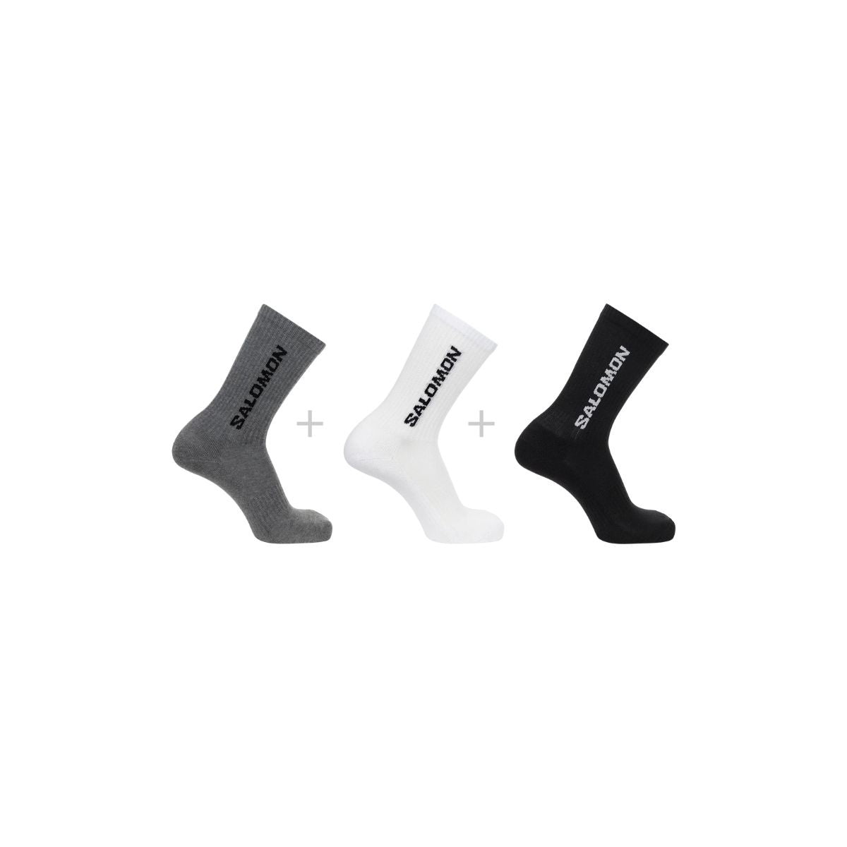 Salomon Everyday Crew 3 Pack Socks Black White Grey