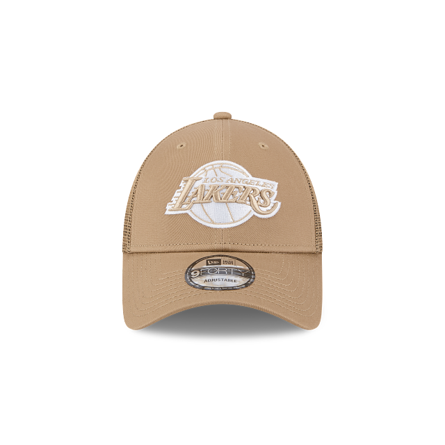 New Era 9Forty AFrame LA Lakers Trucker Cap Tan White Logo
