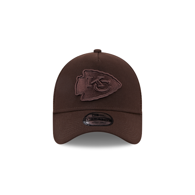 New Era 9Forty AFrame Kansas City Chiefs Trucker Cap Burnt Wood Brown Logo