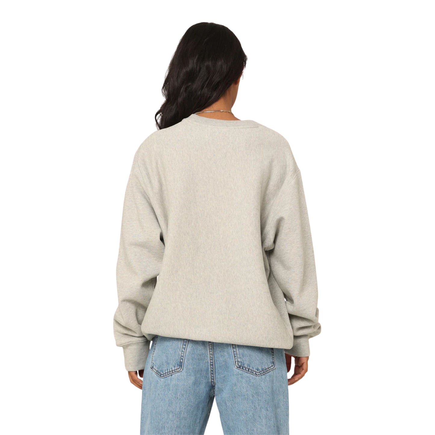 Champion Reverse Weave Cursive Logo Crew Oxford Heather AUVG