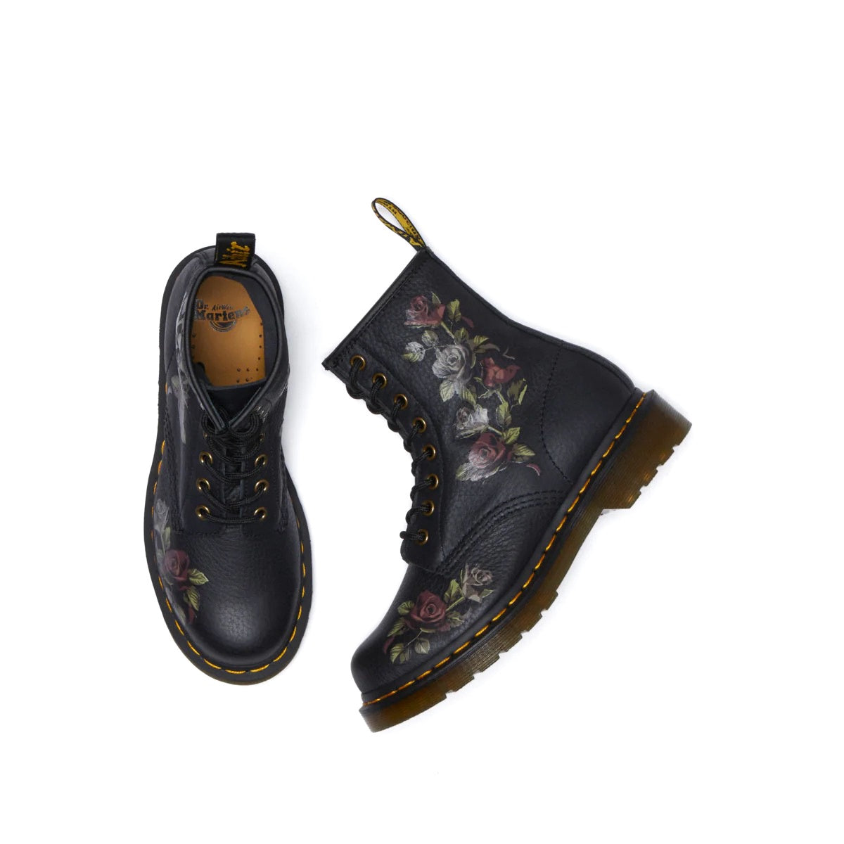 Dr Martens 1460 Black Decayed Roses Classic Tumbled Nappa