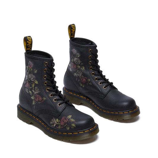 Dr Martens 1460 Black Decayed Roses Classic Tumbled Nappa