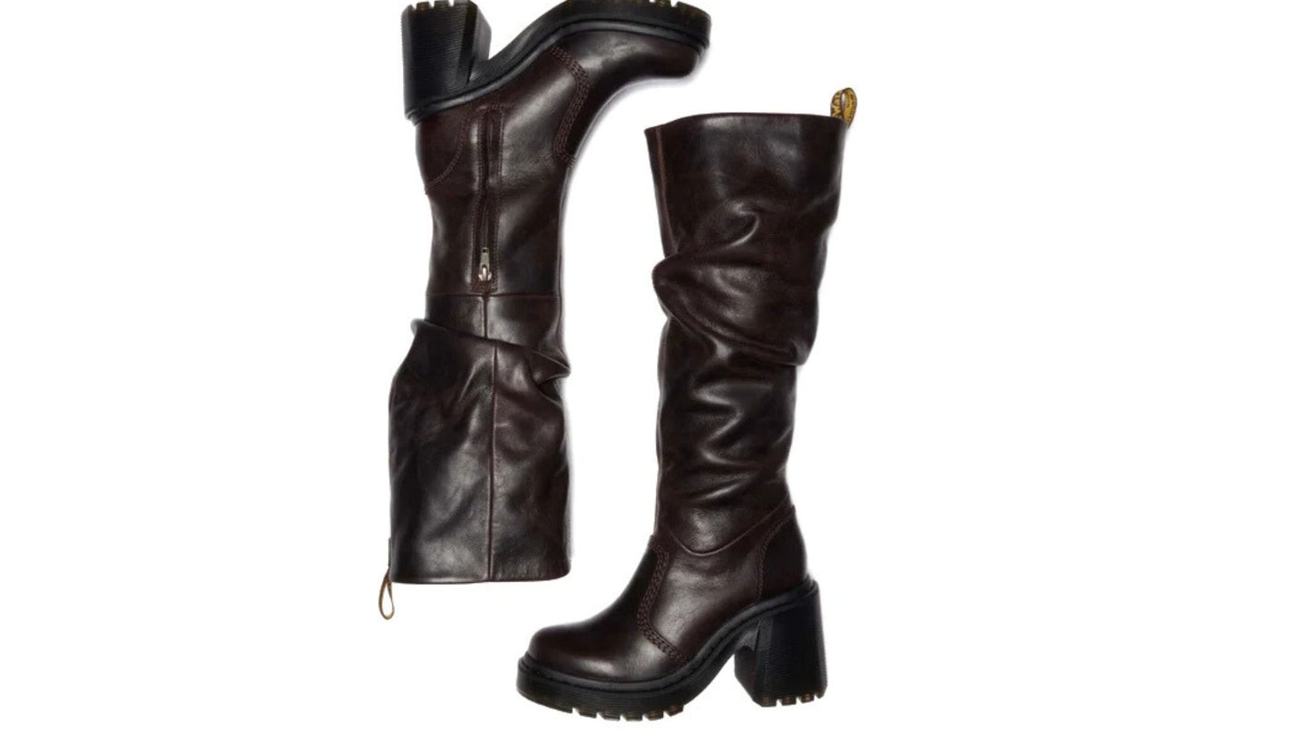 Dr Martens Kasey Dark Brown Tumble Knee High - Last Pair UK5