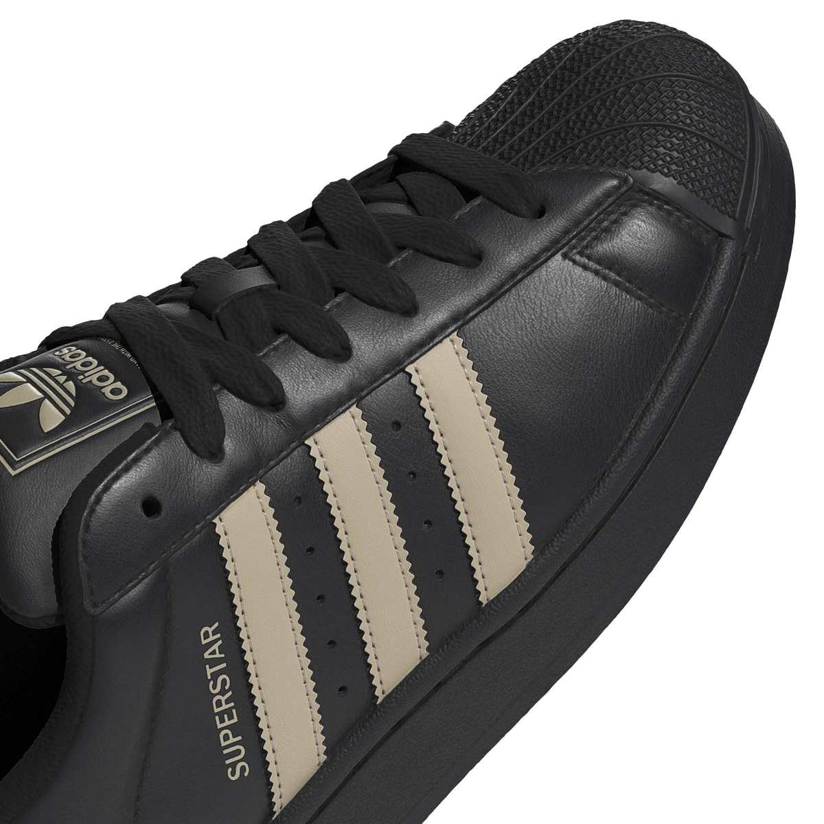 Adidas Superstar II Black Beige Stripes