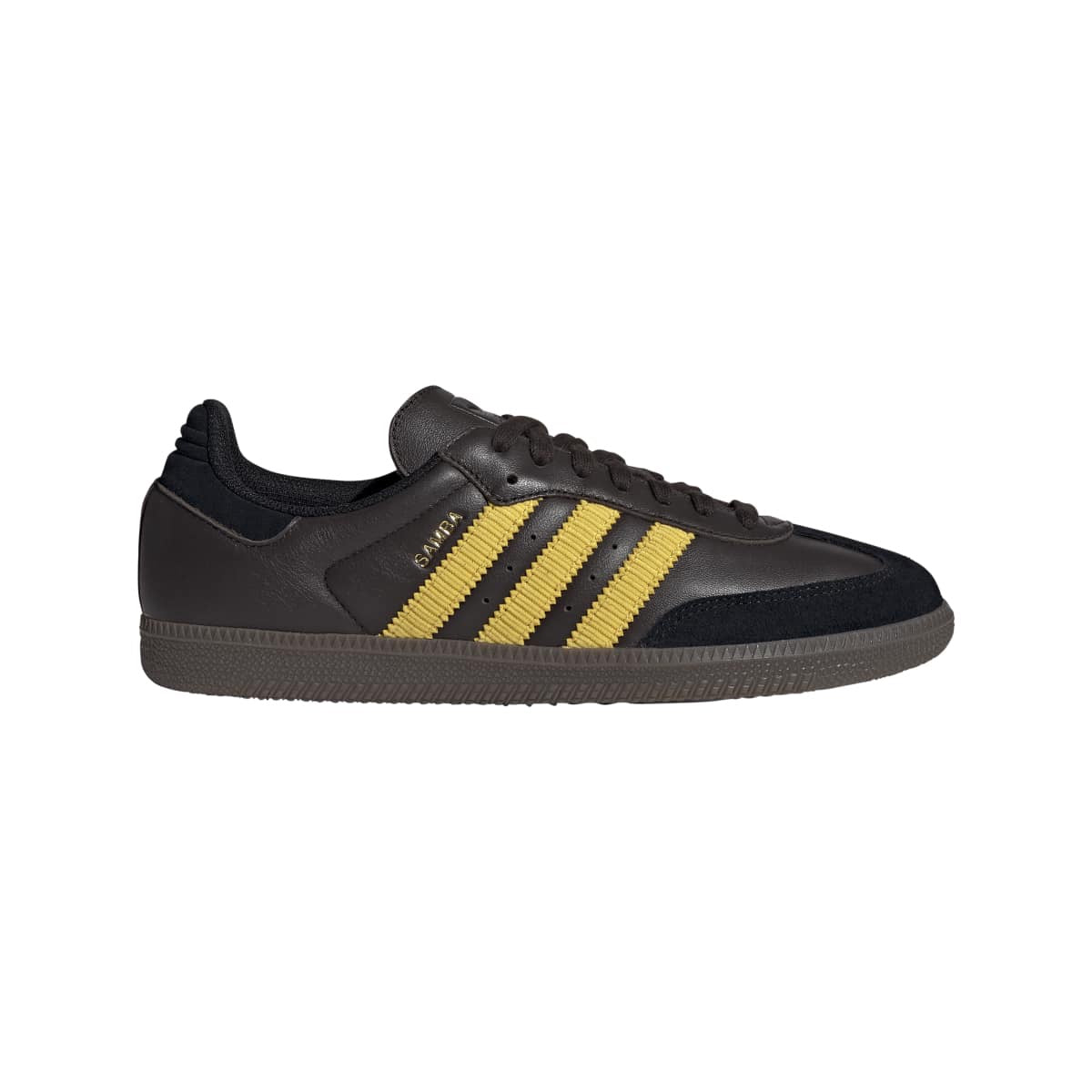 Adidas Samba OG Brown Black Toe Yellow Stripes Mens Sneaker