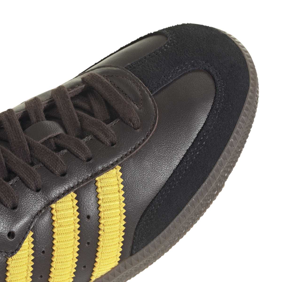 Adidas Samba OG Brown Black Toe Yellow Stripes Mens Sneaker