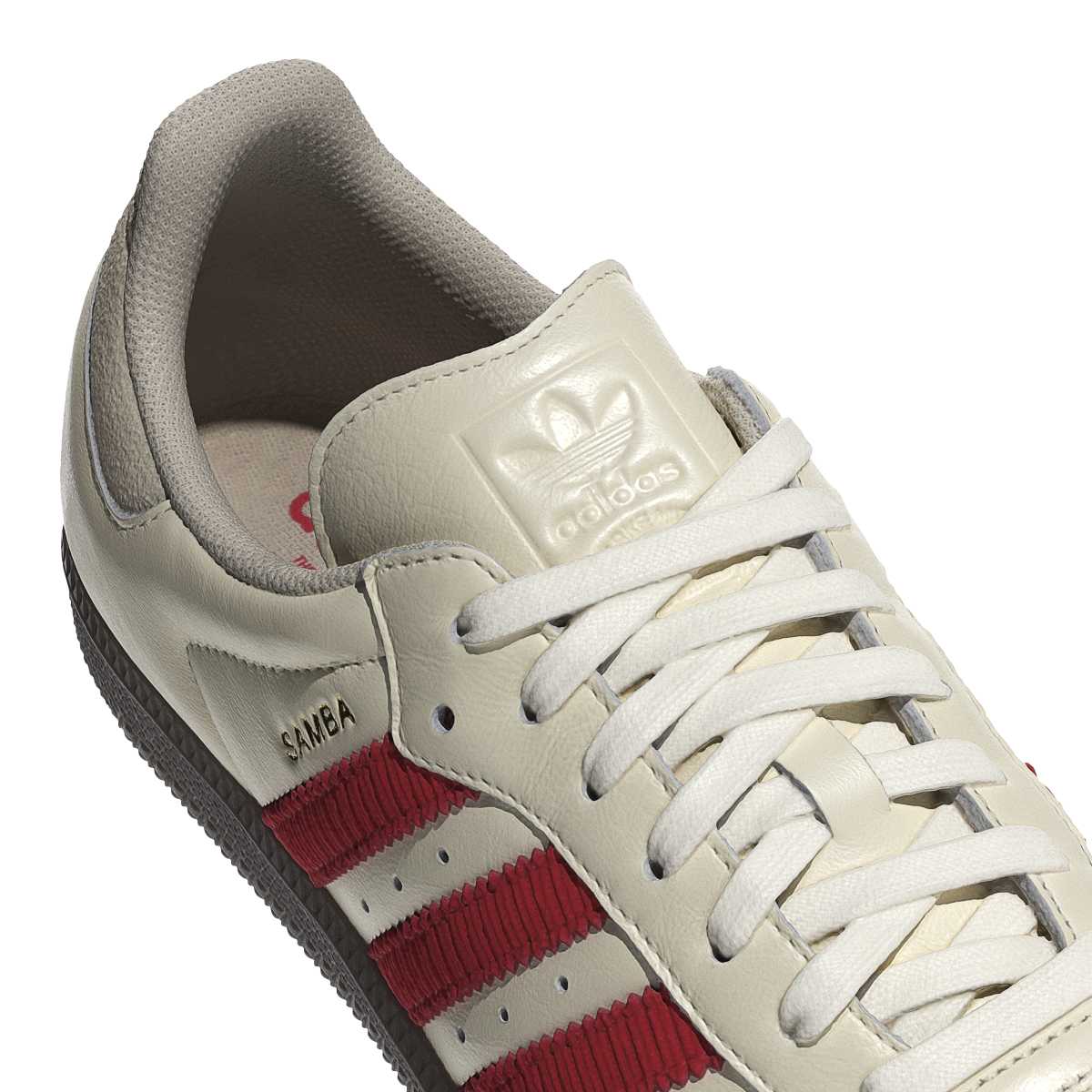 Adidas Samba OG Mens Off White Scarlet Red Stripes