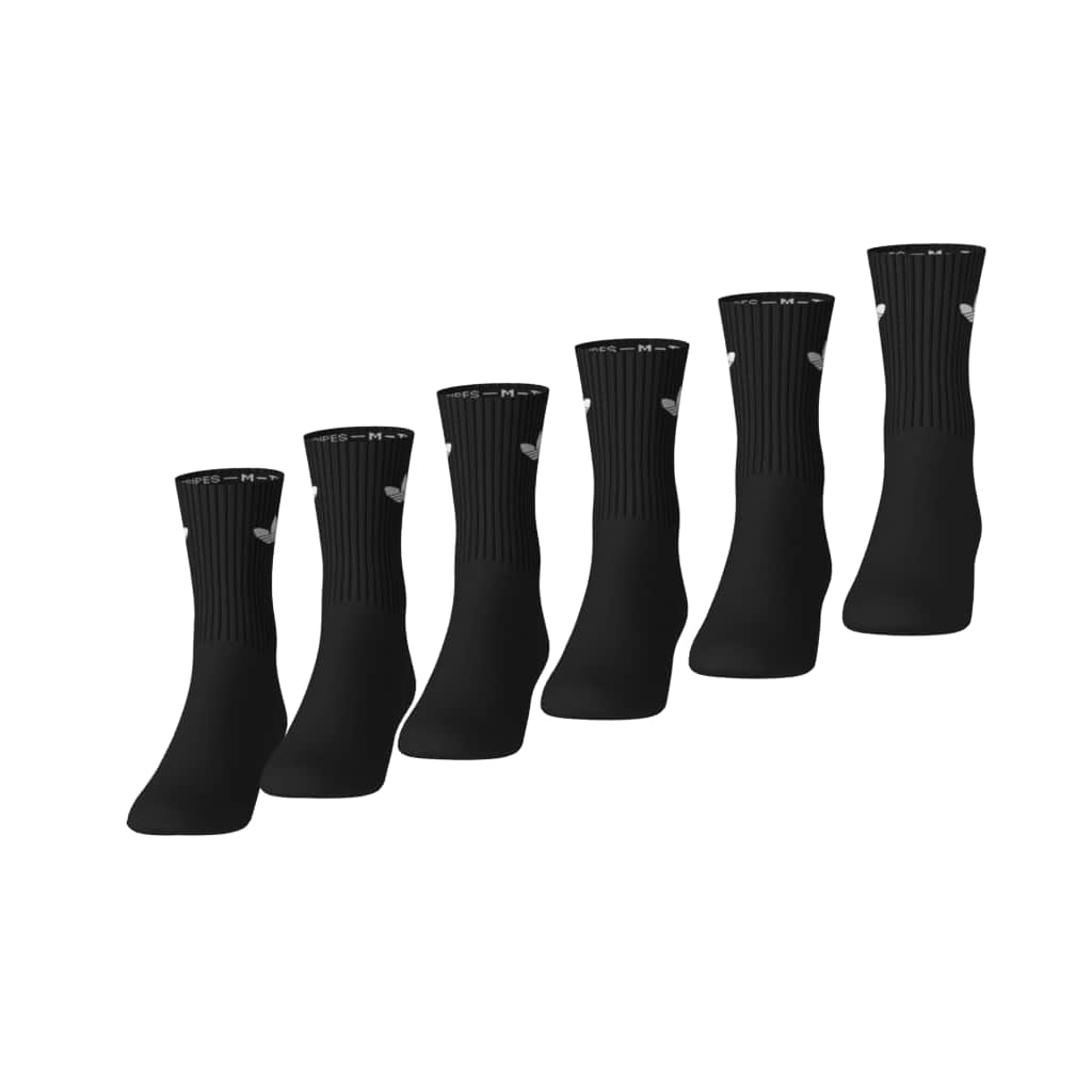 Adidas 6 Pack Black Crew Socks