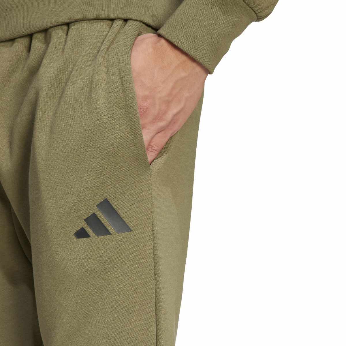 Adidas Mens Feelcozy Pants Olive Black logo