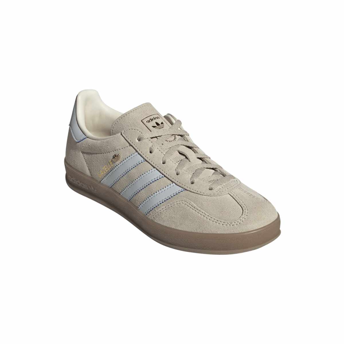 Adidas Gazelle Indoor Womans Worn Beige Halo Blue Stripes