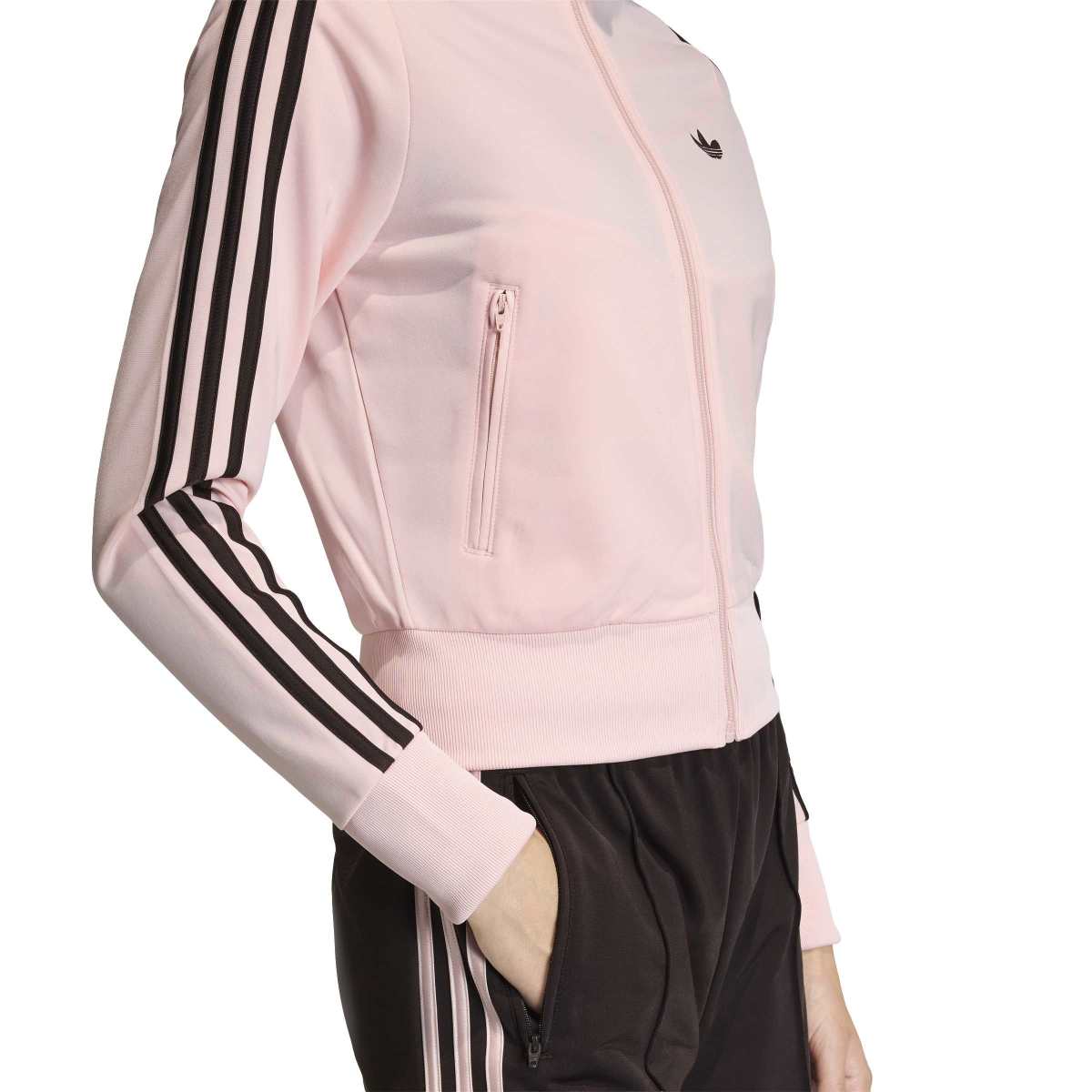 Adidas Womens 3 Stripe Clasic Track Top Pink Dark Brown Stripes