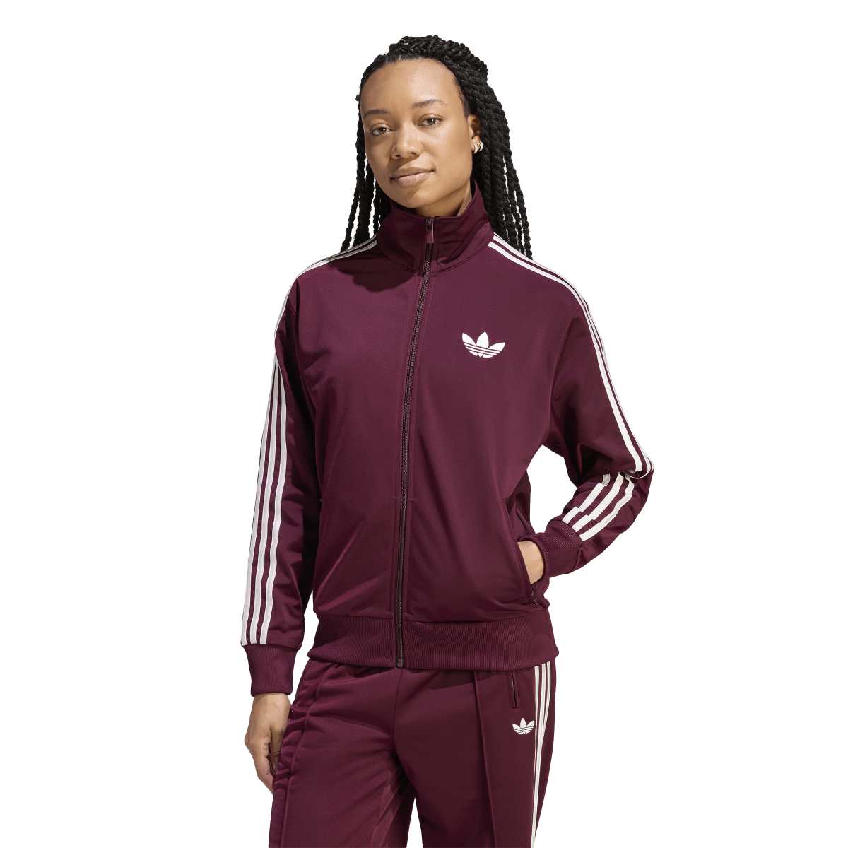 Adidas Firebird Track Top Loose Maroon Womens