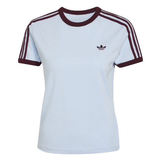 Adidas 3 Stripe Tee Slim fit Light Blue with Maroon Stripes