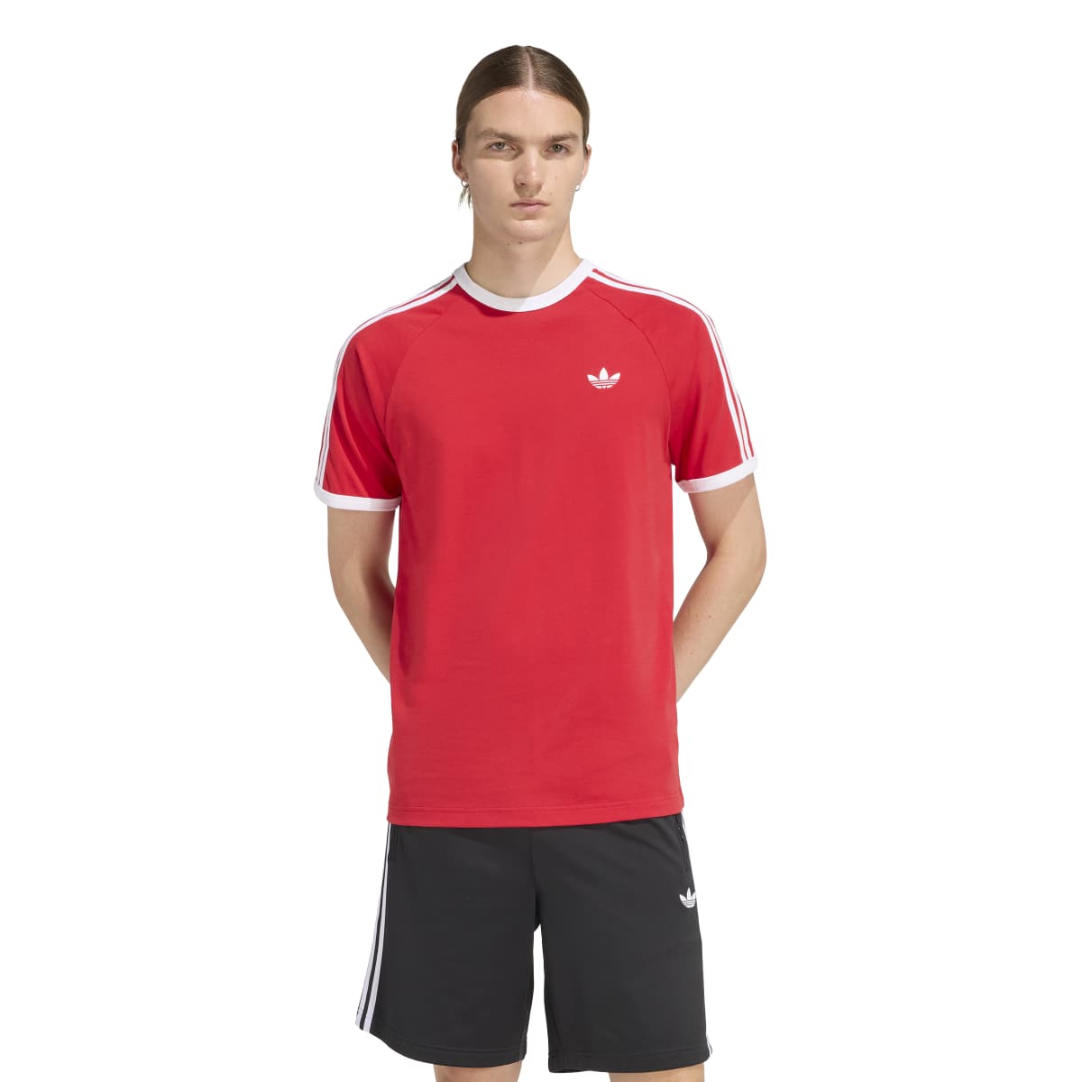 Adidas Mens 3 Stripe Red T-Shirt