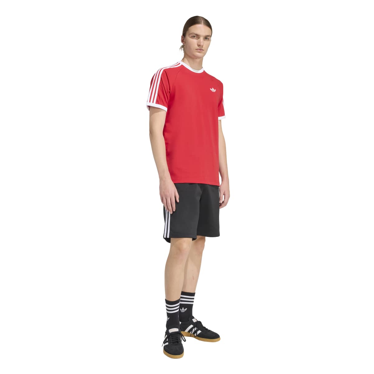 Adidas Mens 3 Stripe Red T-Shirt