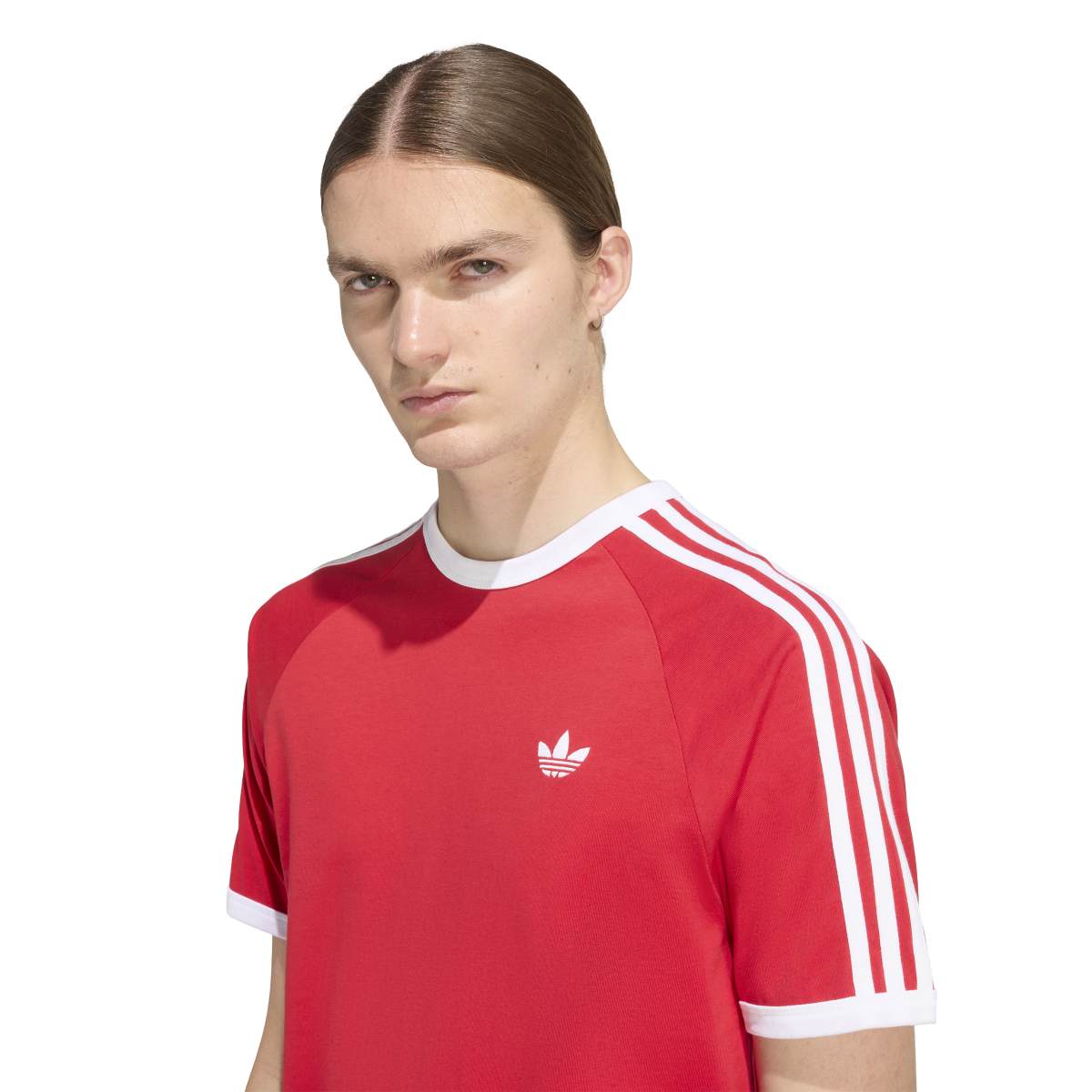 Adidas Mens 3 Stripe Red T-Shirt