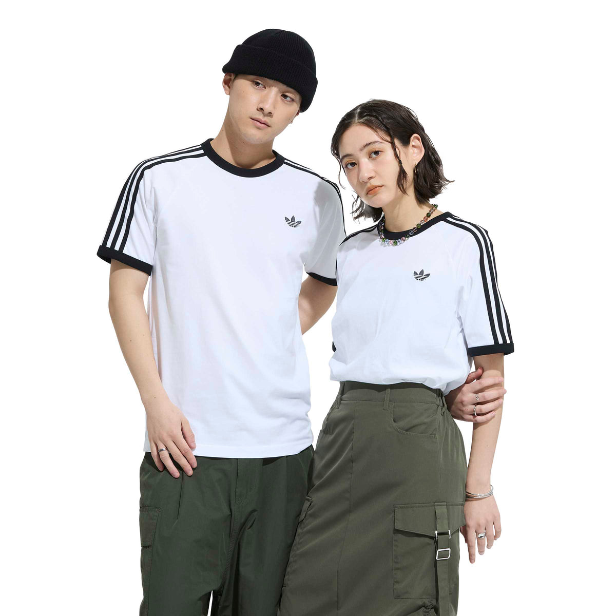 Adidas White Black 3 Strip Men's Tee