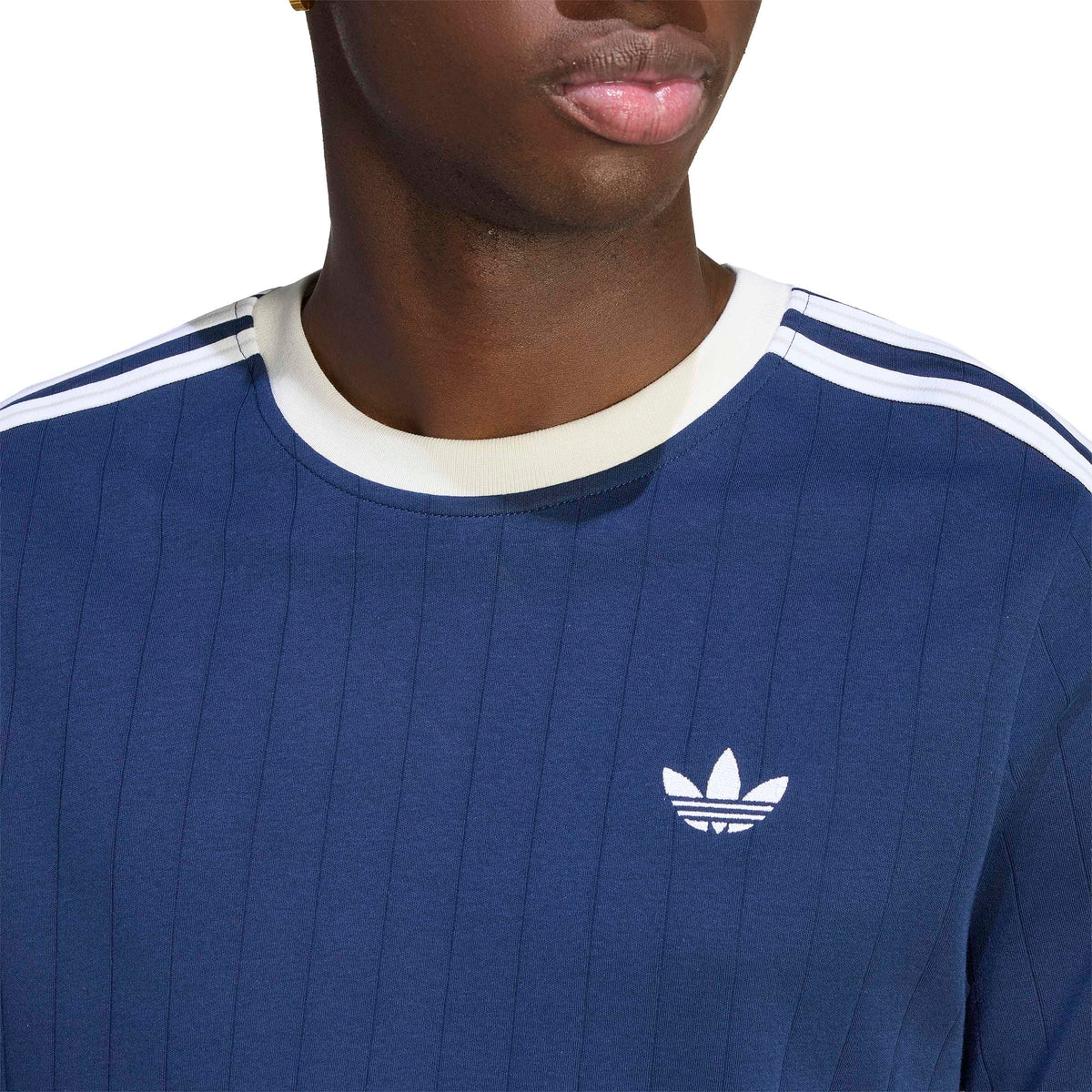 Adidas Drop Needle Navy White 3 Strip Men's Tee