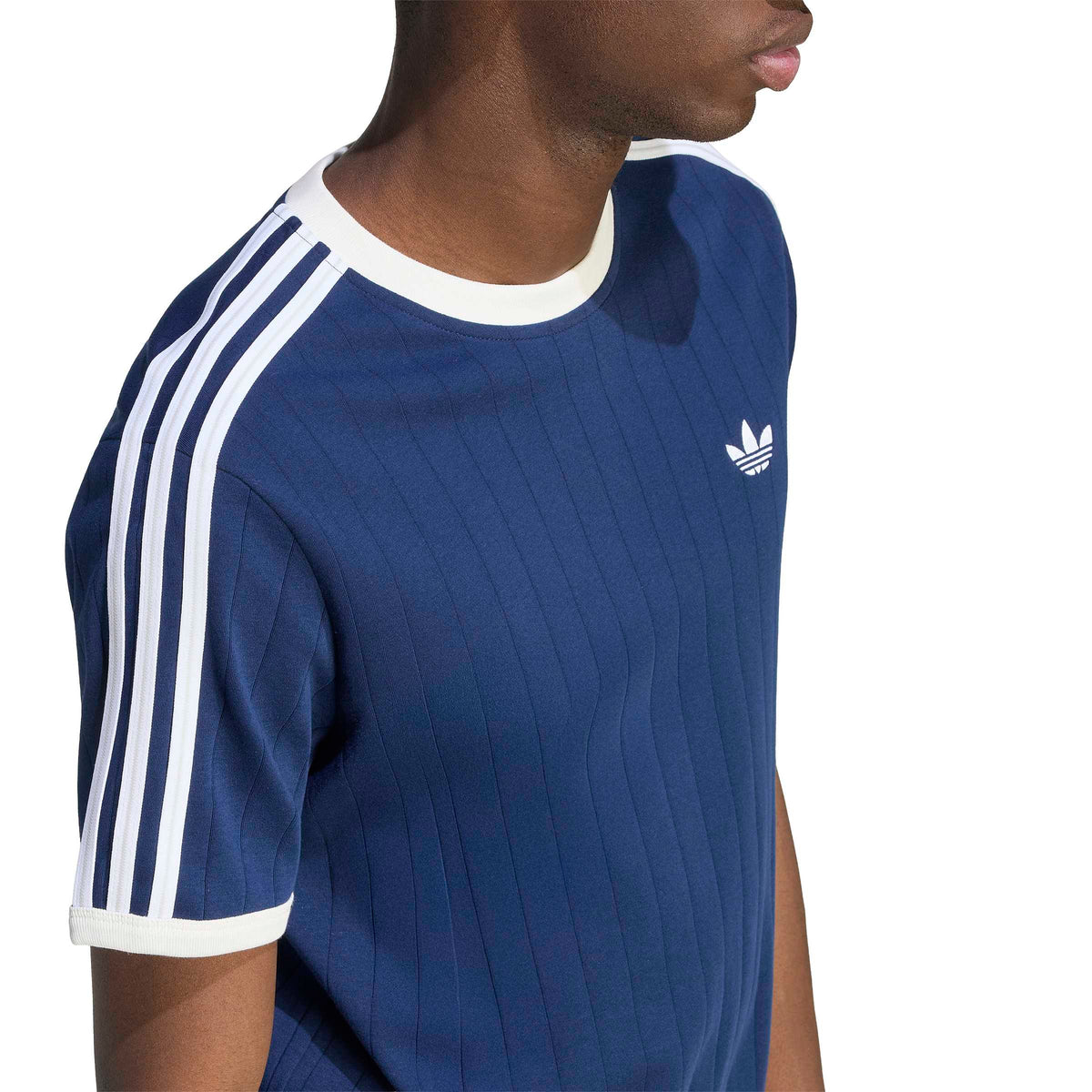 Adidas Drop Needle Navy White 3 Strip Men's Tee