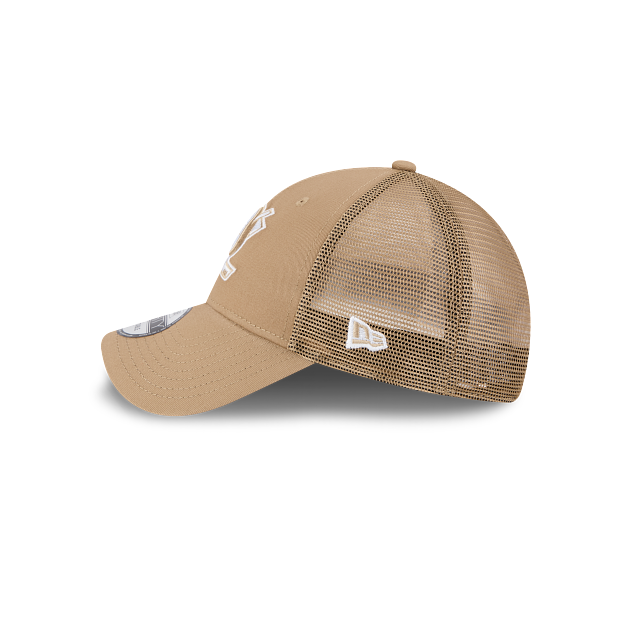 New Era 9Forty AFrame Anaheim Ducks Trucker Cap Tan White Logo
