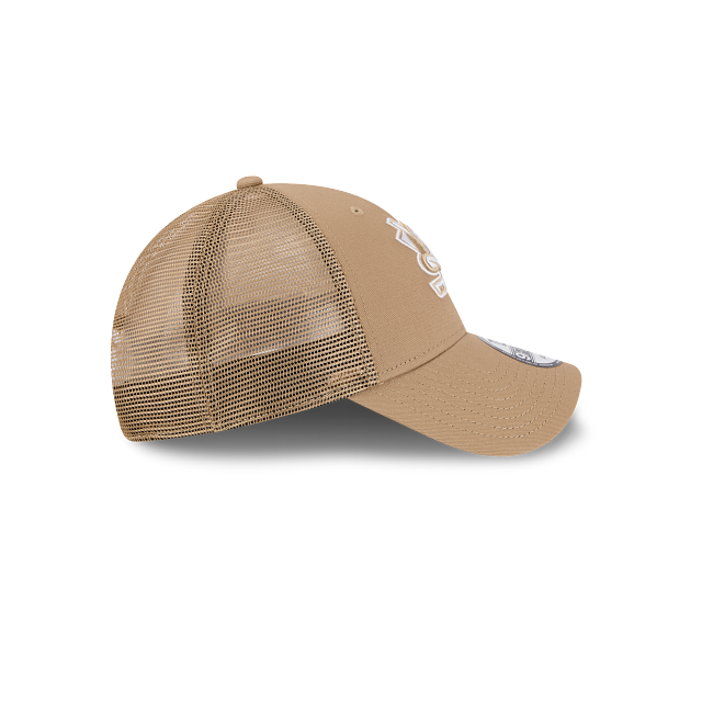 New Era 9Forty AFrame Anaheim Ducks Trucker Cap Tan White Logo