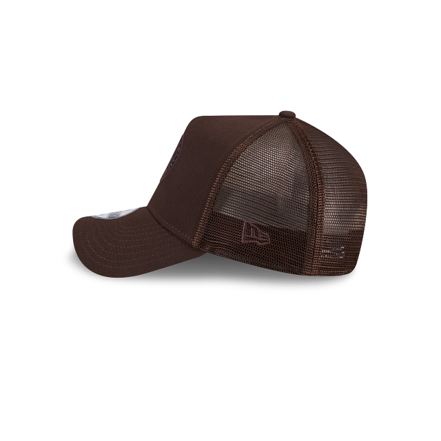 New Era 9Forty AFrame Celtics Trucker Cap Burnt Wood Brown Logo