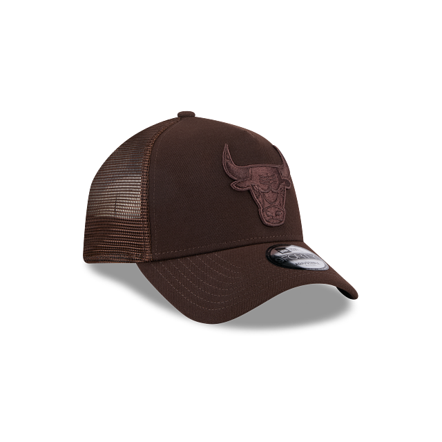 New Era 9Forty AFrame Chicago Bulls Trucker Cap Burnt Wood Brown Logo
