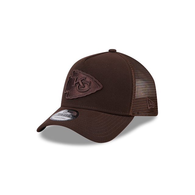 New Era 9Forty AFrame Kansas City Chiefs Trucker Cap Burnt Wood Brown Logo