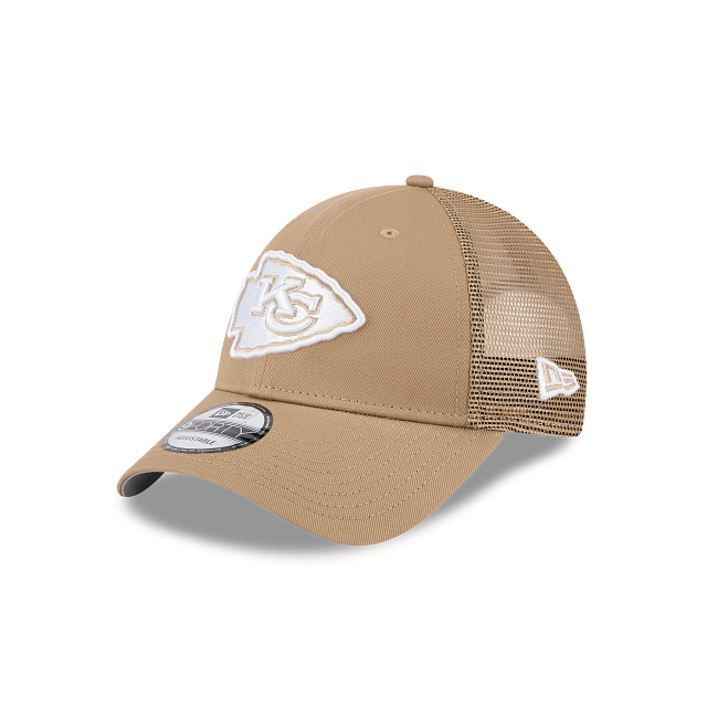 New Era 9Forty AFrame Kansas City Chiefs Trucker Cap Tan White Logo