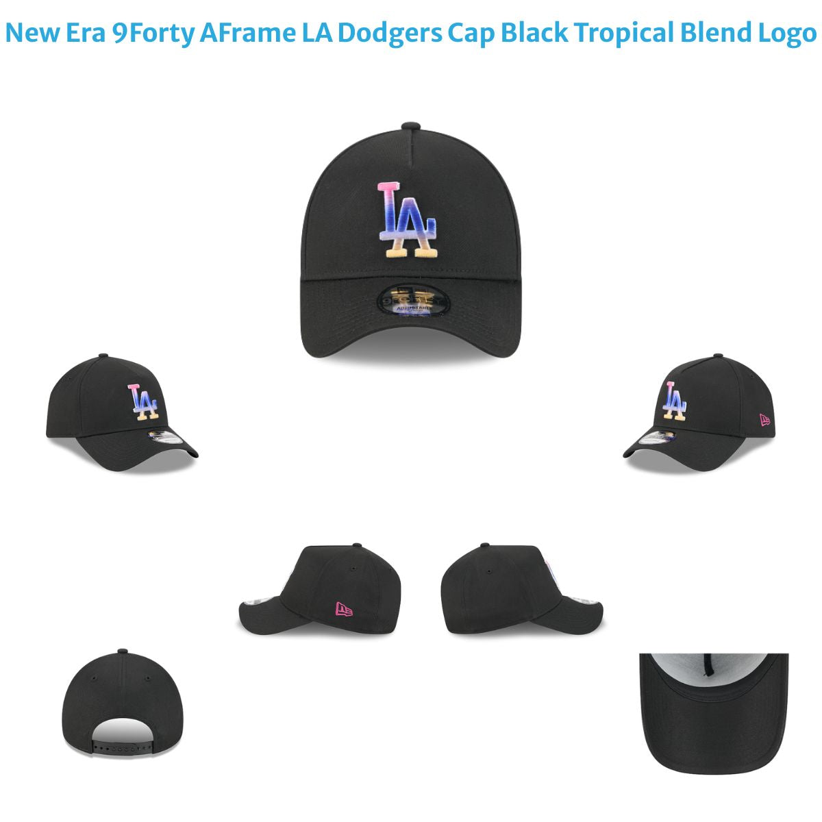 New Era 9Forty AFrame LA Dodgers Cap Black Tropical Blend Logo