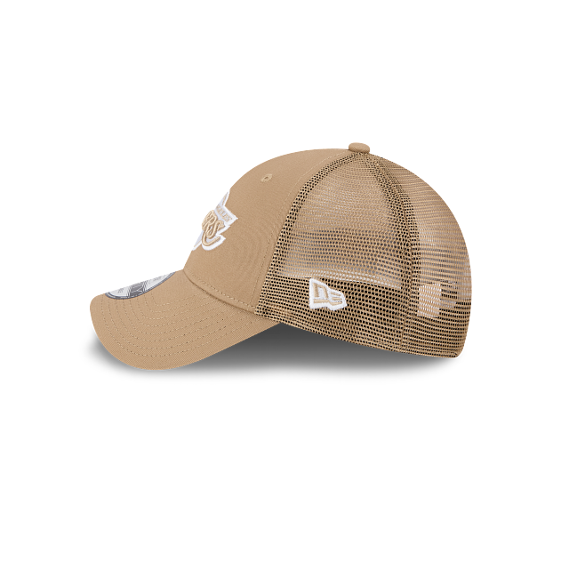 New Era 9Forty AFrame LA Lakers Trucker Cap Tan White Logo