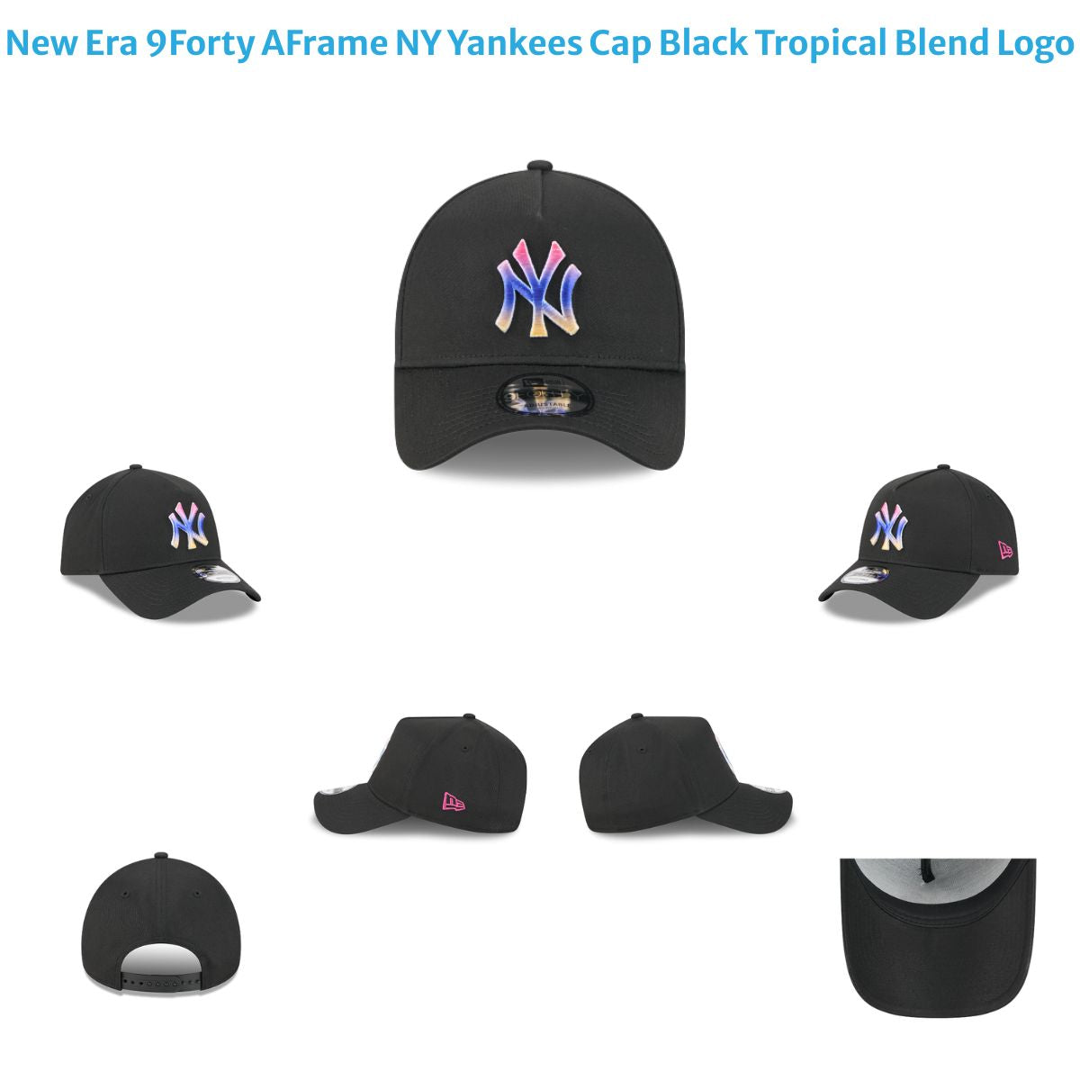 New Era 9Forty AFrame NY Yankees Cap Black Tropical Blend Logo