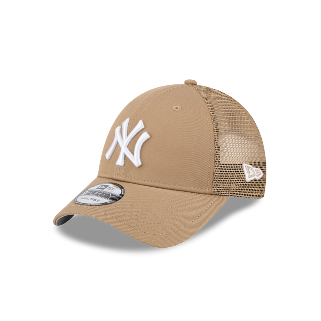 New Era 9Forty AFrame NY Yankees Trucker Cap Tan White Logo