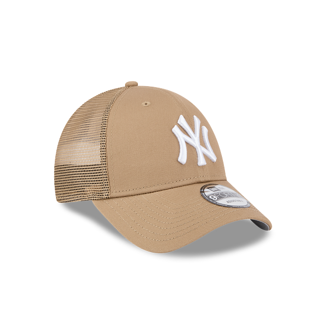 New Era 9Forty AFrame NY Yankees Trucker Cap Tan White Logo