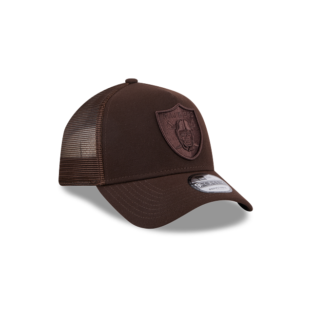 New Era 9Forty AFrame Raiders Trucker Cap Burnt Wood Brown Logo