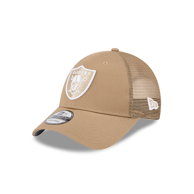 New Era 9Forty AFrame Raiders Trucker Cap Tan White Logo