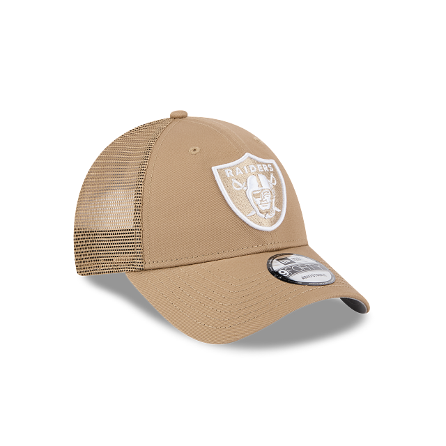 New Era 9Forty AFrame Raiders Trucker Cap Tan White Logo