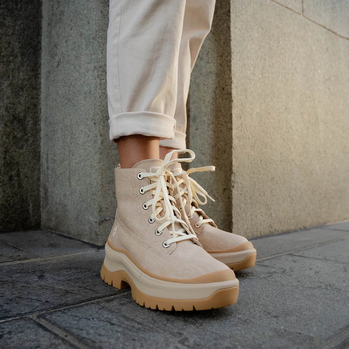 Timberland Roxie Lane Mid Light Beige Canvas