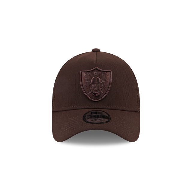 New Era 9Forty AFrame Raiders Trucker Cap Burnt Wood Brown Logo