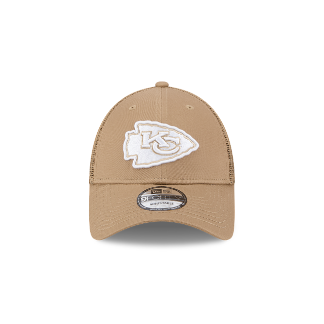 New Era 9Forty AFrame Kansas City Chiefs Trucker Cap Tan White Logo