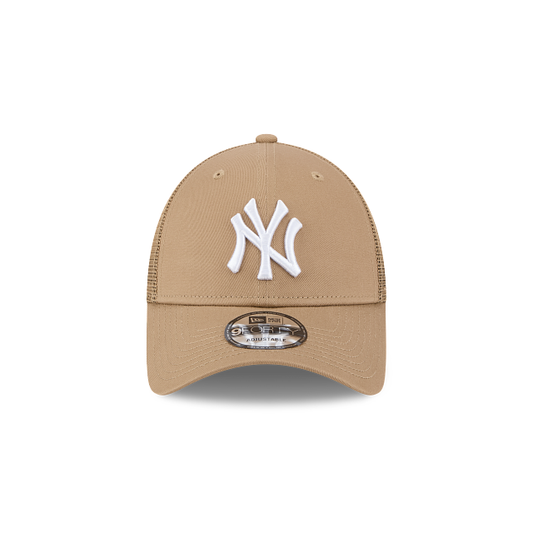 New Era 9Forty AFrame NY Yankees Trucker Cap Tan White Logo