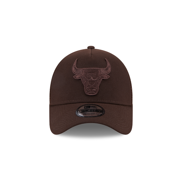 New Era 9Forty AFrame Chicago Bulls Trucker Cap Burnt Wood Brown Logo