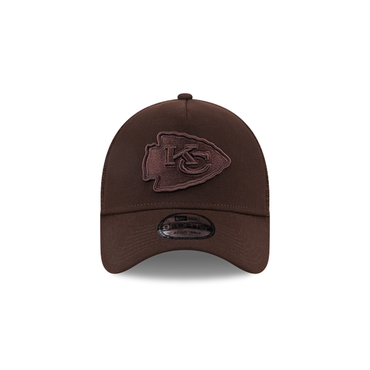 New Era 9Forty AFrame Kansas City Chiefs Trucker Cap Burnt Wood Brown Logo